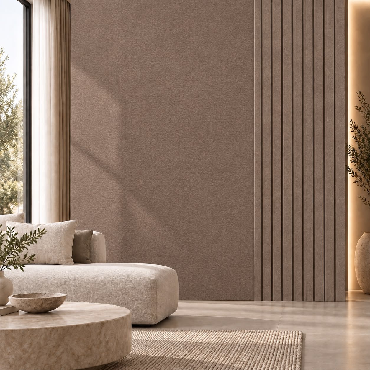 Luxury Architectural Leather-Finish Panels – Brown, Panel 158 × 2900 mm