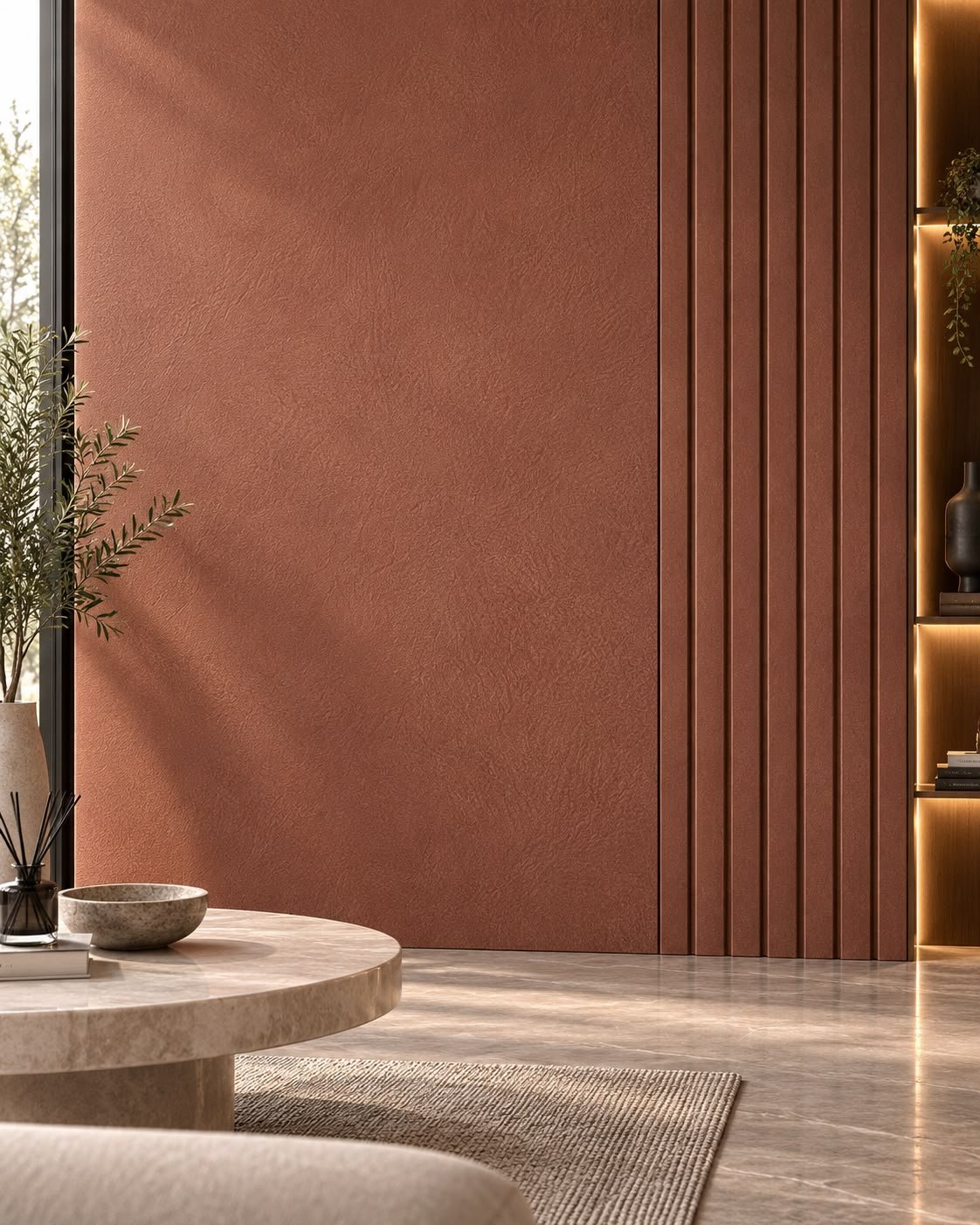Luxury Architectural Leather-Finish Panels Luxury Architectural Leather-Finish Panels – Terracotta, Panel 158 × 2900 mm