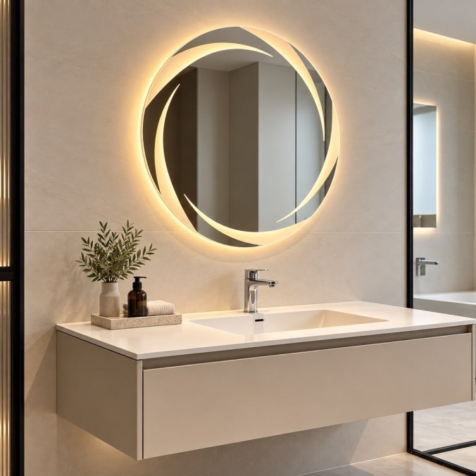 Frameless LED mirror