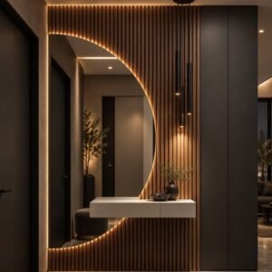 Half moon LED mirror