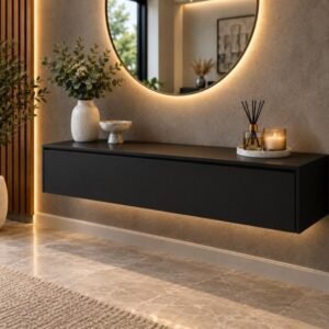 Black floating console
