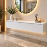 Floating Console – White, Double Drawer