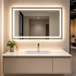 Rectangular frameless LED mirror
