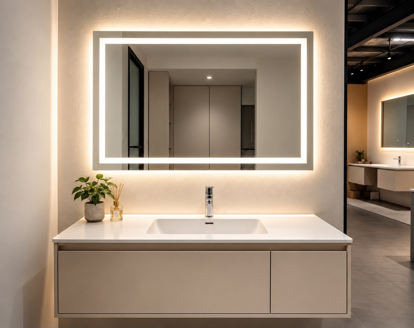 Rectangular Frameless LED Mirror – 90 × 70 cm Rectangular Frameless LED Mirror – 90 × 70 cm – Nice Decors